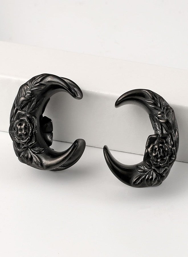 Earblity 2PCS Crescent Moon Saddle Plugs 316 Stainless Steel 00g 10mm Black Ear Gauges Hypoallergenic ear gauges expander Piercing Body Jewelry - Image 5